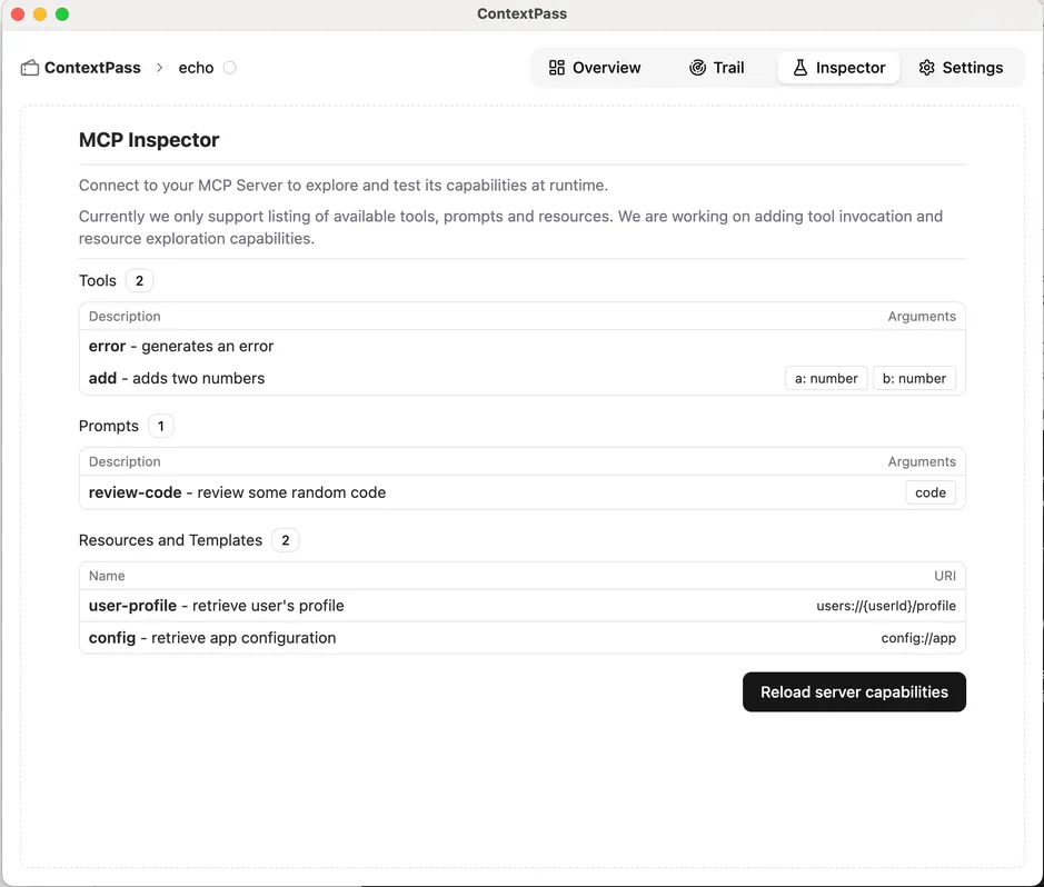 Test or invoke tools from the app